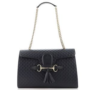Gucci Emily Chain Flap Bag (Outlet) Microguccissima Medium Blue